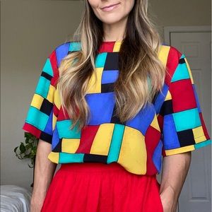 Vintage Colorblock Mondrian Blouse
